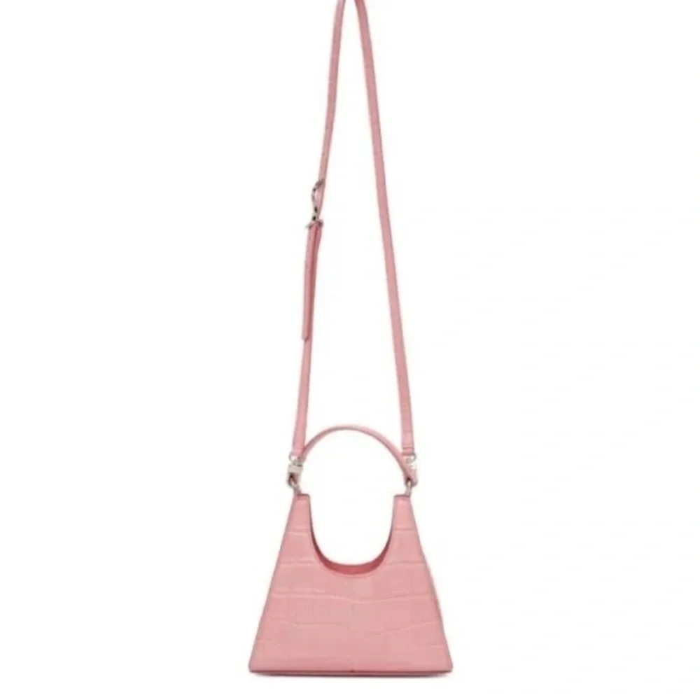 STAUD Mini Croc‎ Embossed Leather Hobo Bag